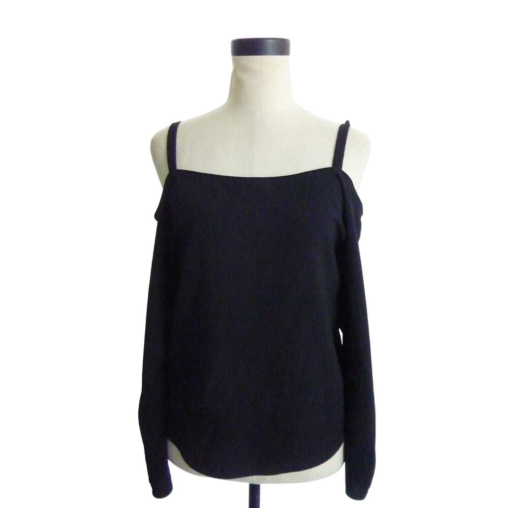 Zara Blouse Black Cold Shoulder Strappy Top Size XS